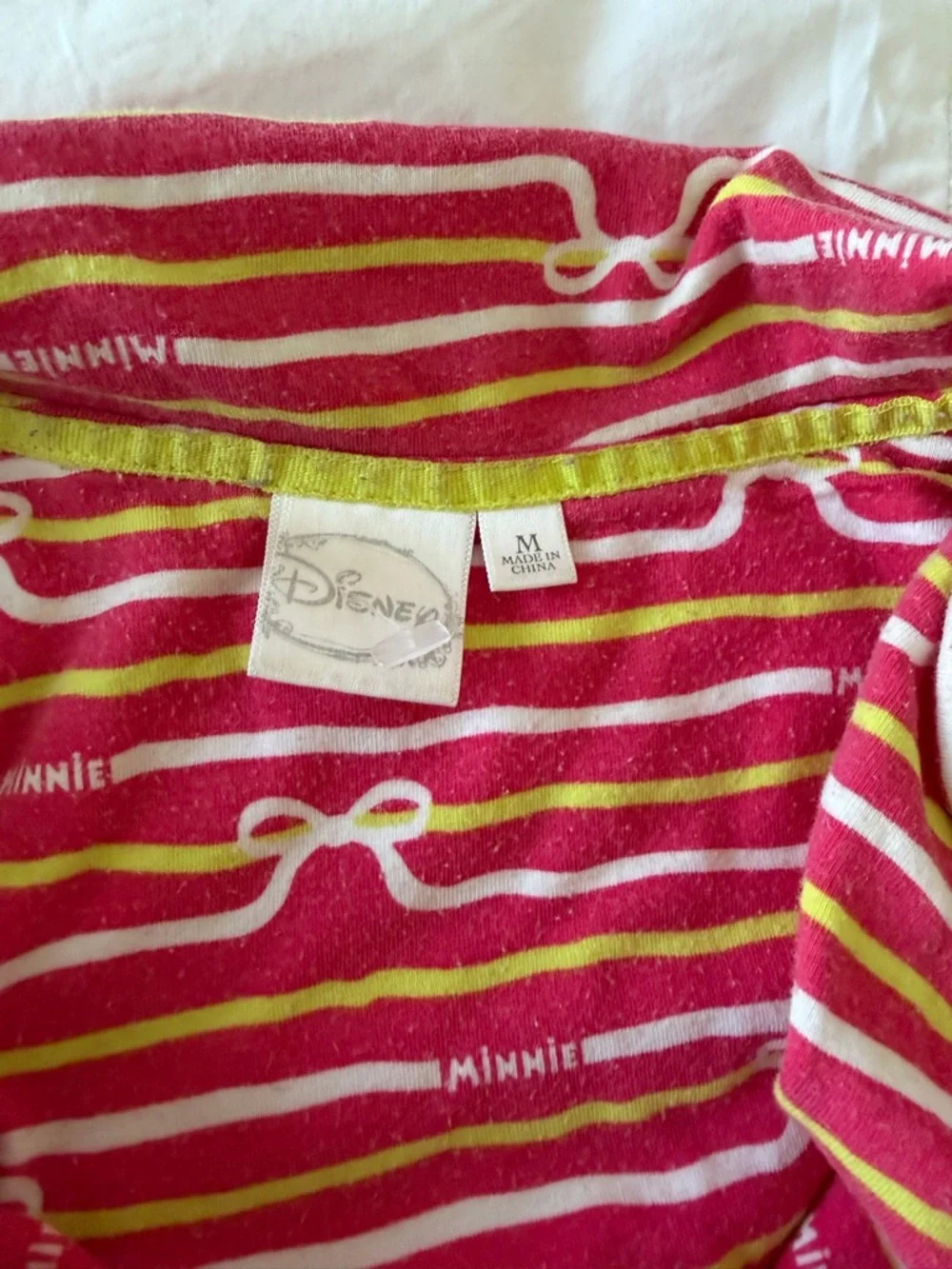 Disney Pink and Yellow Striped Minnie Jammie set - Picture 2 of 3